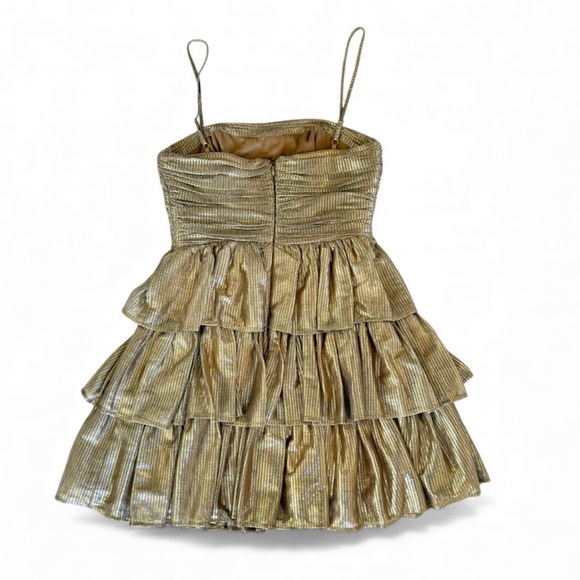 Layered With Love - Gold Metallic Tiered Dress Size S - Picture 2 of 7